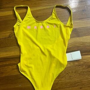 Marni Yellow One Piece Swimsuit with Spaghetti Straps